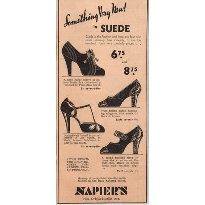 1935 Minneapolis Journal Newspaper Ad Napier's Suede Shoes Nicollet FL5-3
