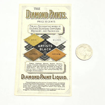 Original 1880s Victorian Trade Card Diamond Paints Diamond Paint Liquid AB6