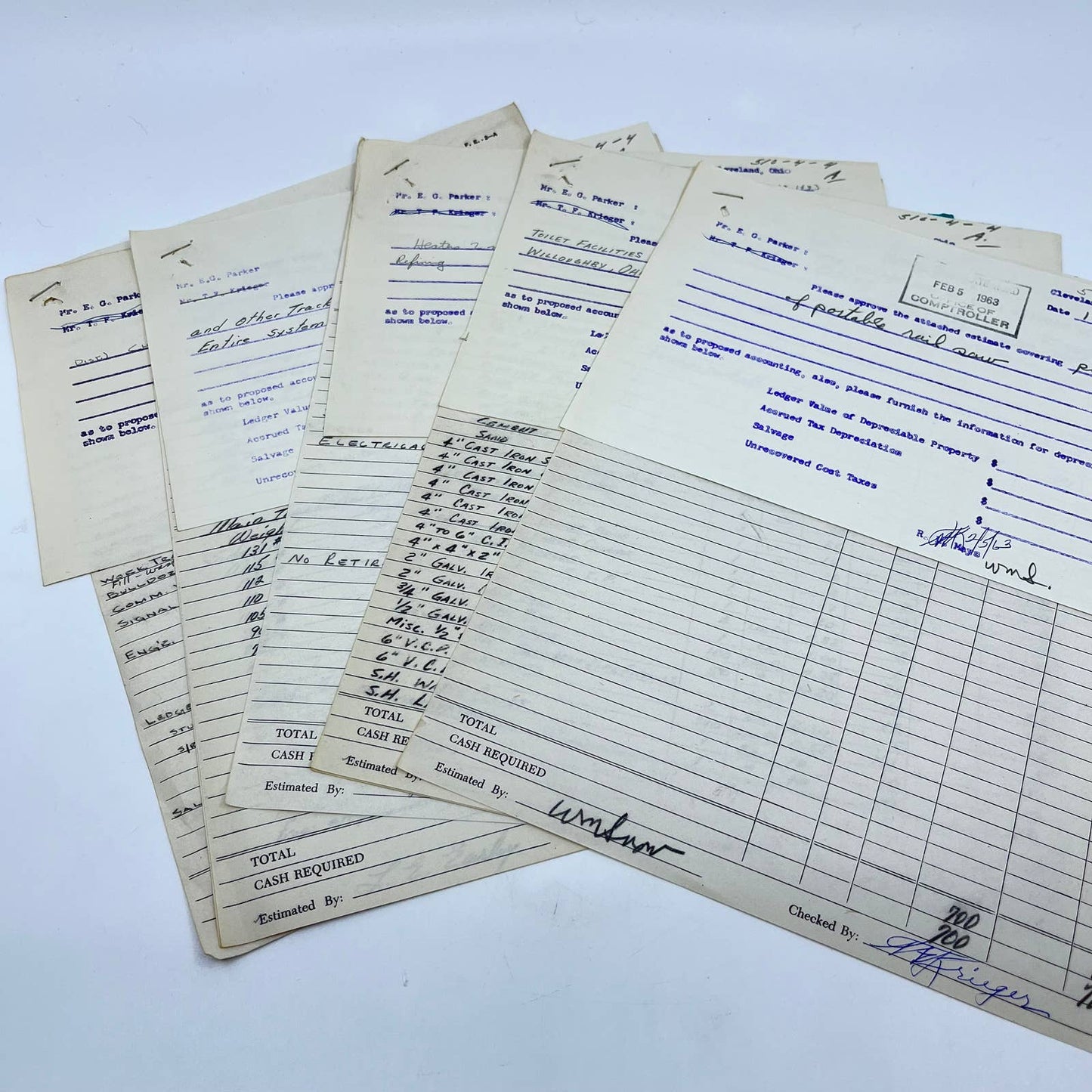 1963 New York, Chicago & St Louis Railroad Co. Invoice Billhead Lot of 5 AA9-5