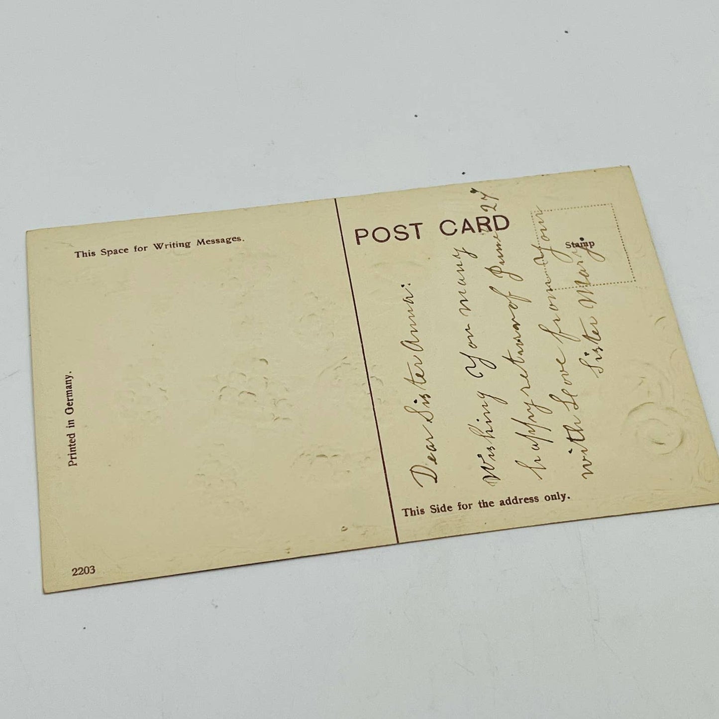 1910s Birthday Post Card Embossed Shakespeare Mica Anchor Lilac PA5