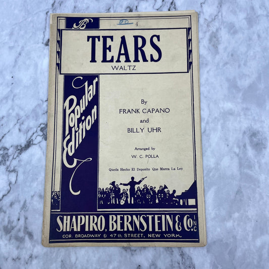 1930 TEARS Waltz Big Band Chart Arrangement Orchestration Sheet Music V38