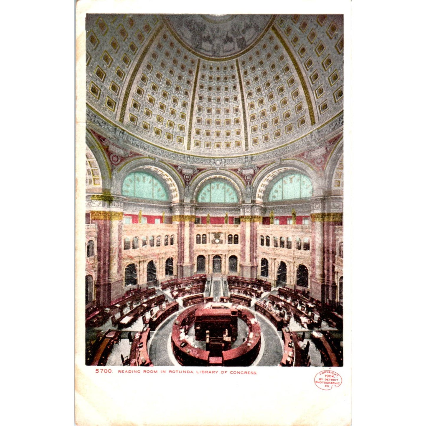 Reading Room Library of Congress c1905 Washington D.C. Original Postcard TK1-P2
