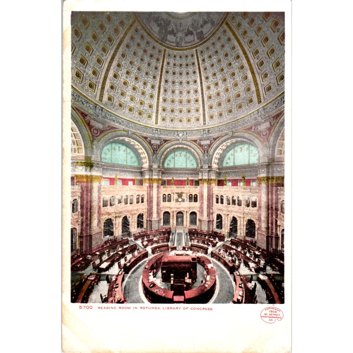 Reading Room Library of Congress c1905 Washington D.C. Original Postcard P1-16