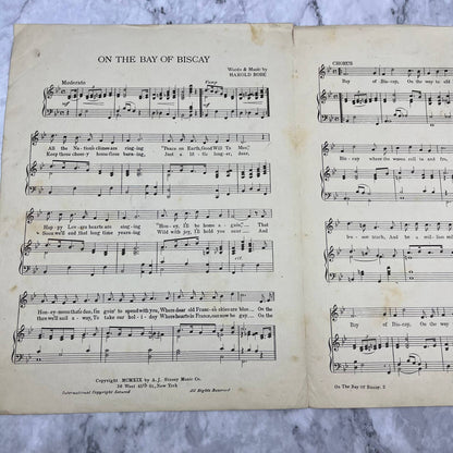 On the Bay of Biscay, by Harold Robe 1919 Sheet Music TH5-2