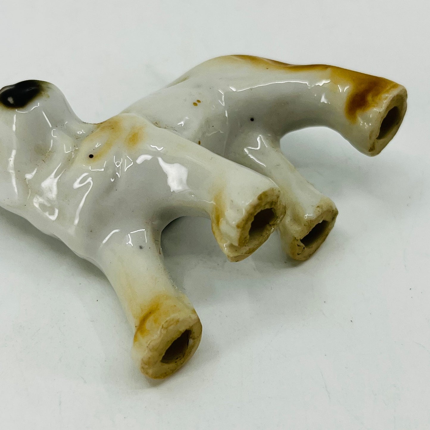 Vintage Brown & White Boxer Dog Hand Painted Porcelain 2.5” SB2