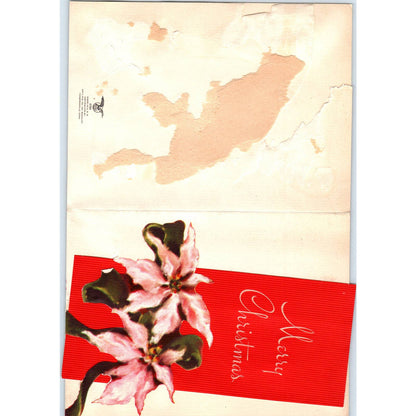 1940s Nat Ptg Co Thompsonville Christmas Card Poinsettias SF2