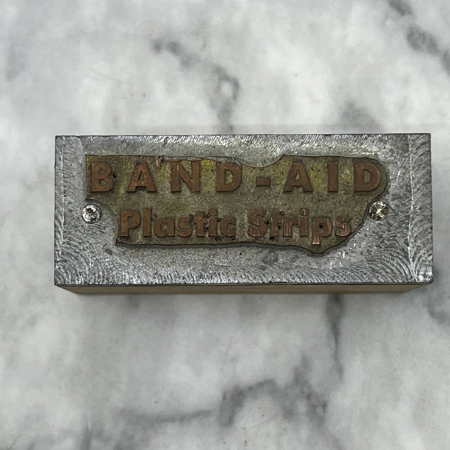 Vintage Printing Letterpress Printers Block Plate BAND-AID Plastic Strips TJ54