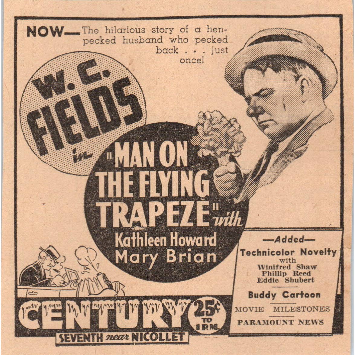 1935 Mpls Newspaper Ad The Man of the Flying Trapeze Century Theatre FL5-6