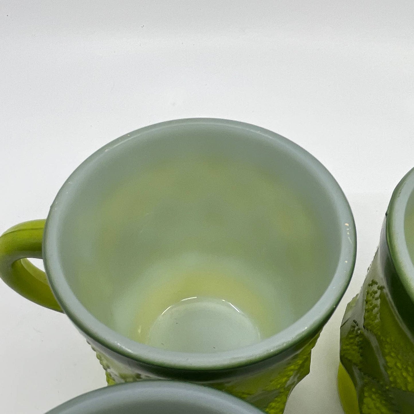 Vintage Fire King GREEN Ombre Kimberly Diamond Mug Set of 4 TH5-1