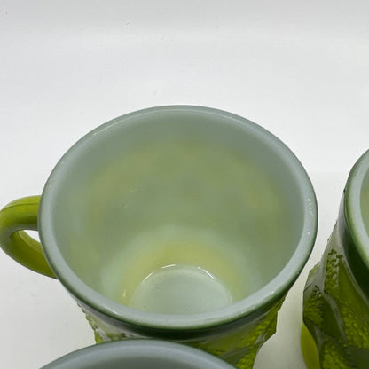 Vintage Fire King GREEN Ombre Kimberly Diamond Mug Set of 4 TH5-1