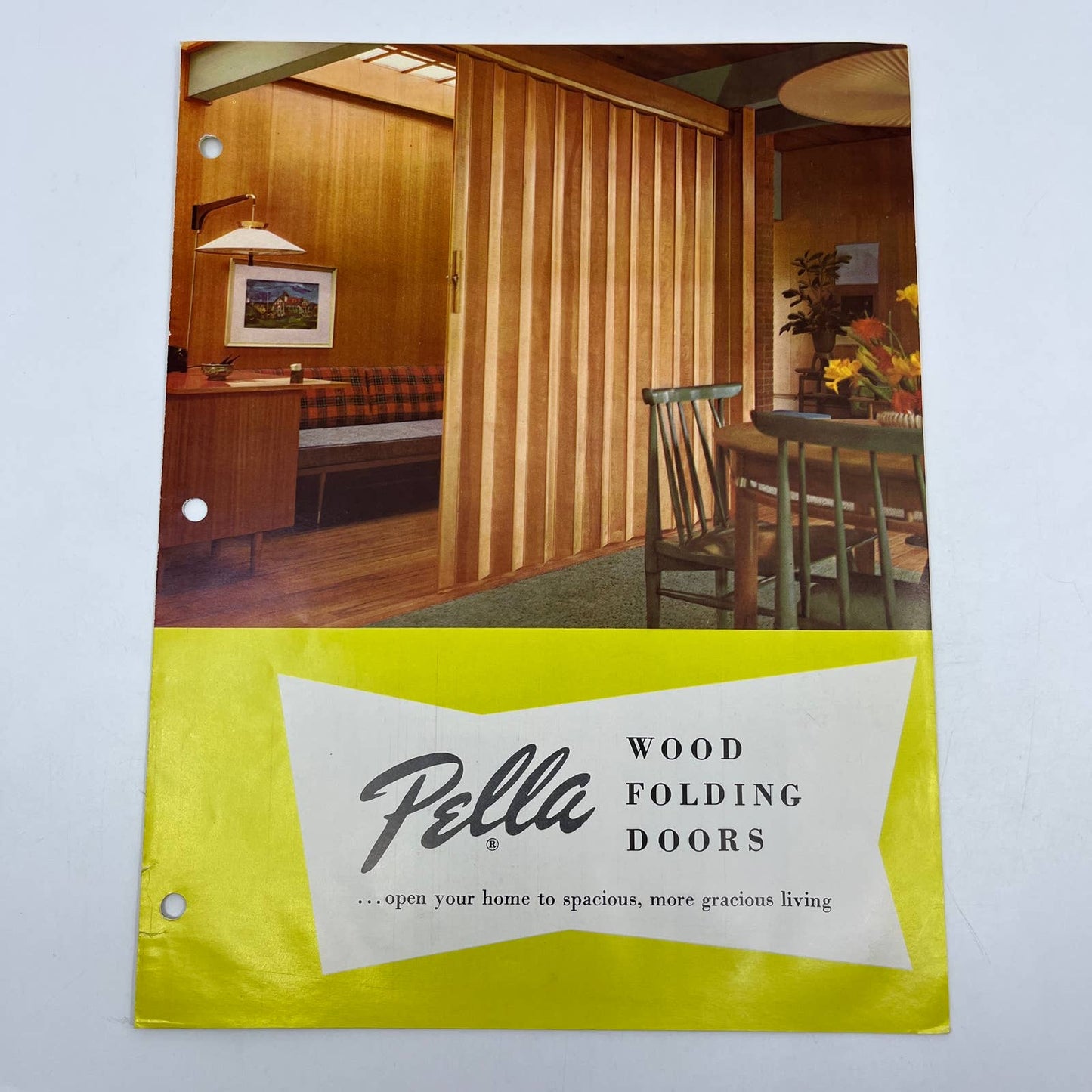 1960s MCM Pella Wood Folding Doors Fold Out Brochure TH7