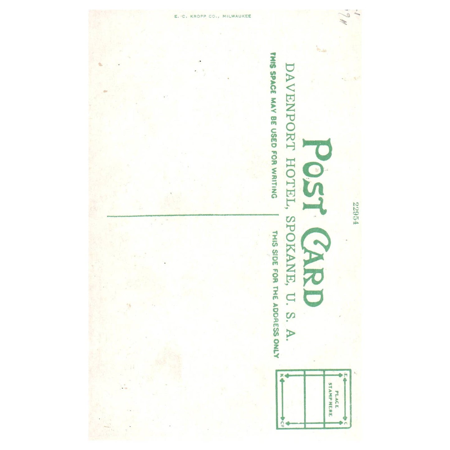 Davenport Hotel Spokane Washington - Postcard TJ8-1