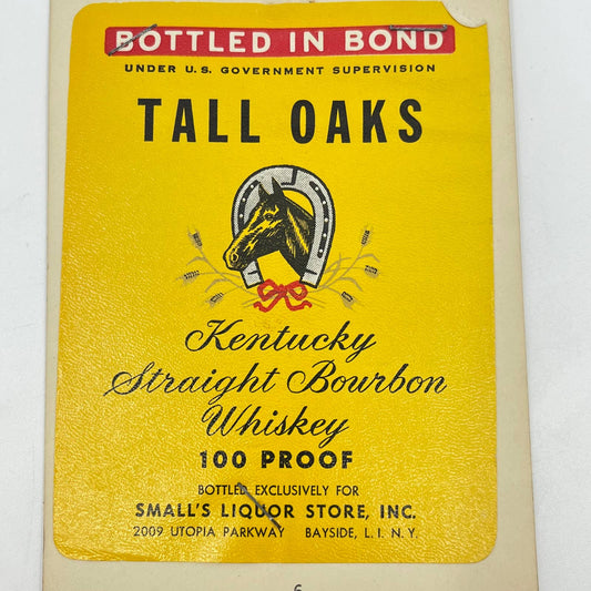 Tall Oaks Bourbon Whiskey Label Small’s Liquor Store Bayside Long Island NY