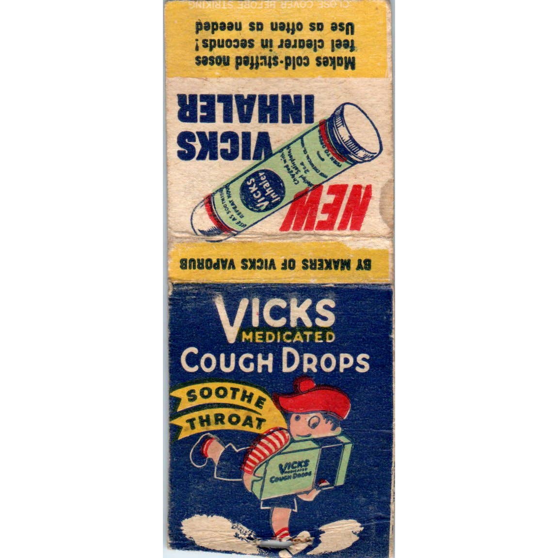 Vintage Matchbook Cover Vicks Inhaler and Cough Drops SE5-5