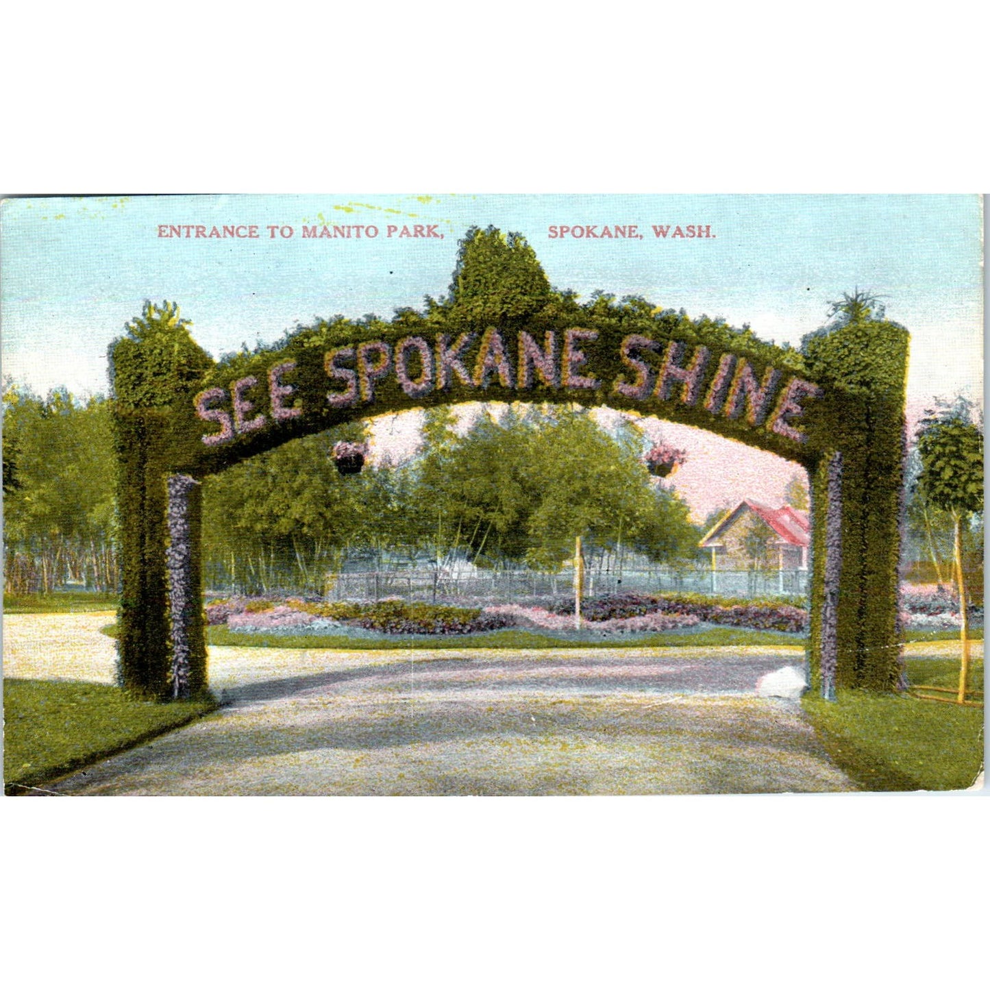 Vintage Postcard Entrance to Manito Park Spokane Washington TD9-W2