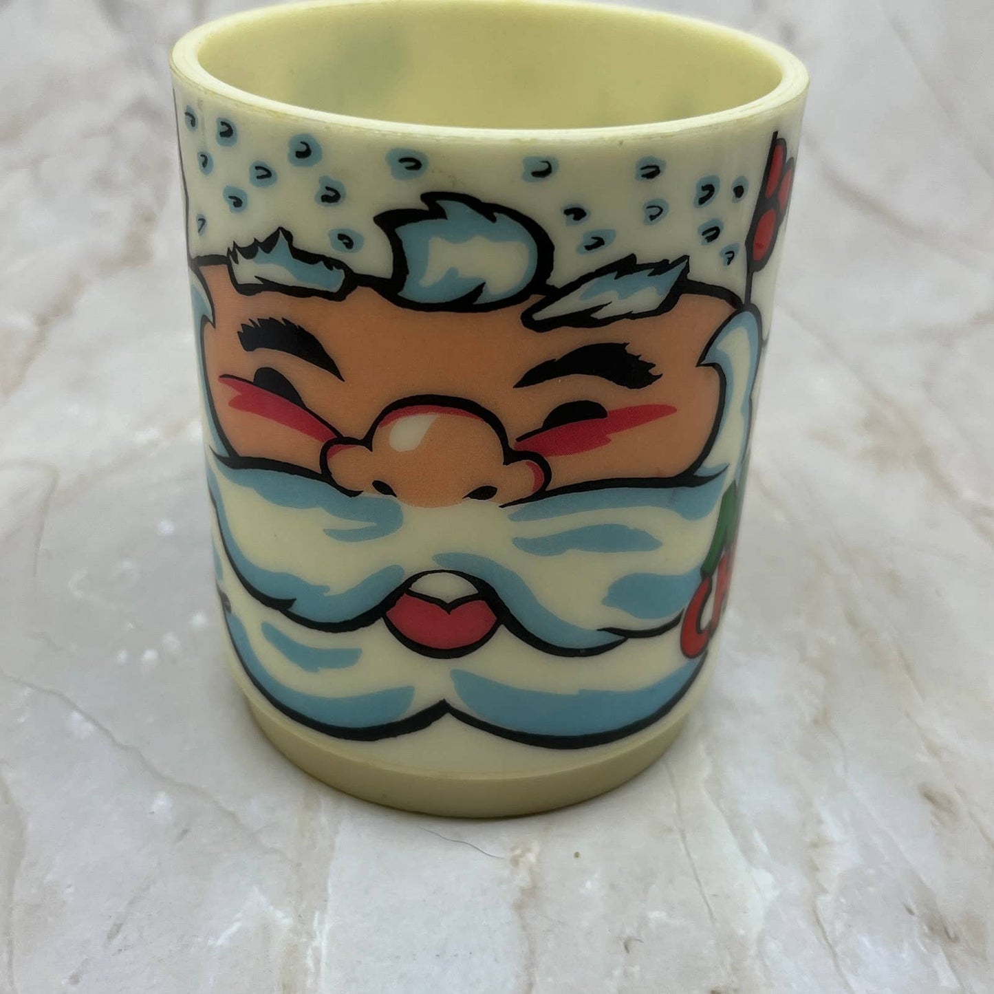 Vtg Deka Elizabeth NJ Santa Claus  Plastic Cup Mugs Merry Christmas TJ1