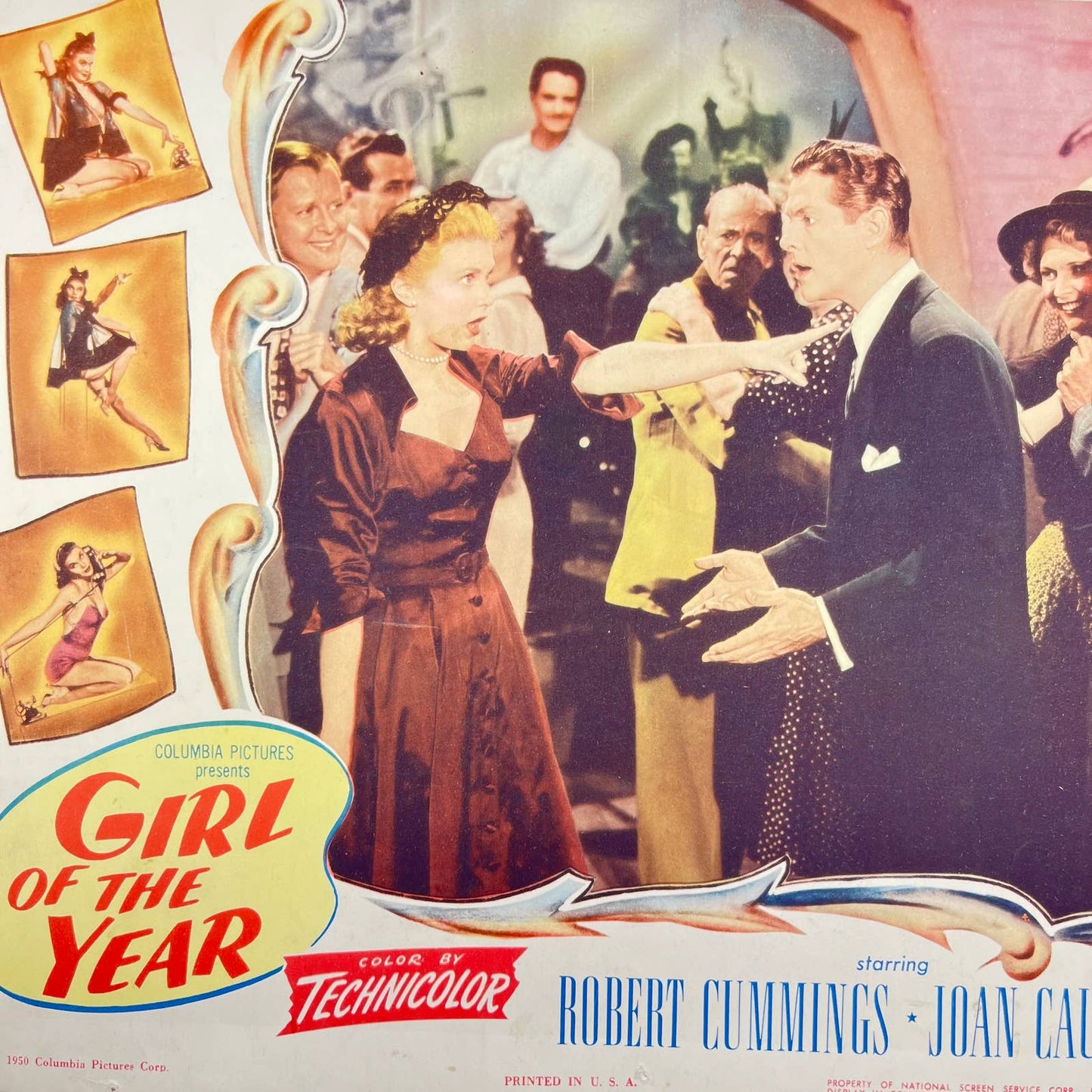 1950 GIRL OF THE YEAR Movie Lobby Card Robert Cummings Joan Caulfield 11x14 FL3