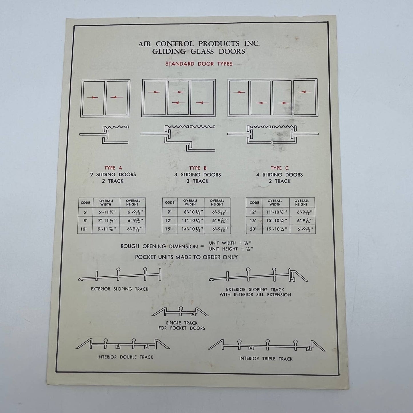 1950s Air Control Products Inc. Gliding Glass Doors Advertising Leaflet AC8