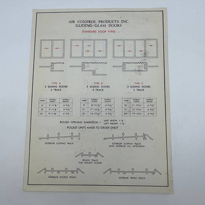 1950s Air Control Products Inc. Gliding Glass Doors Advertising Leaflet AC8