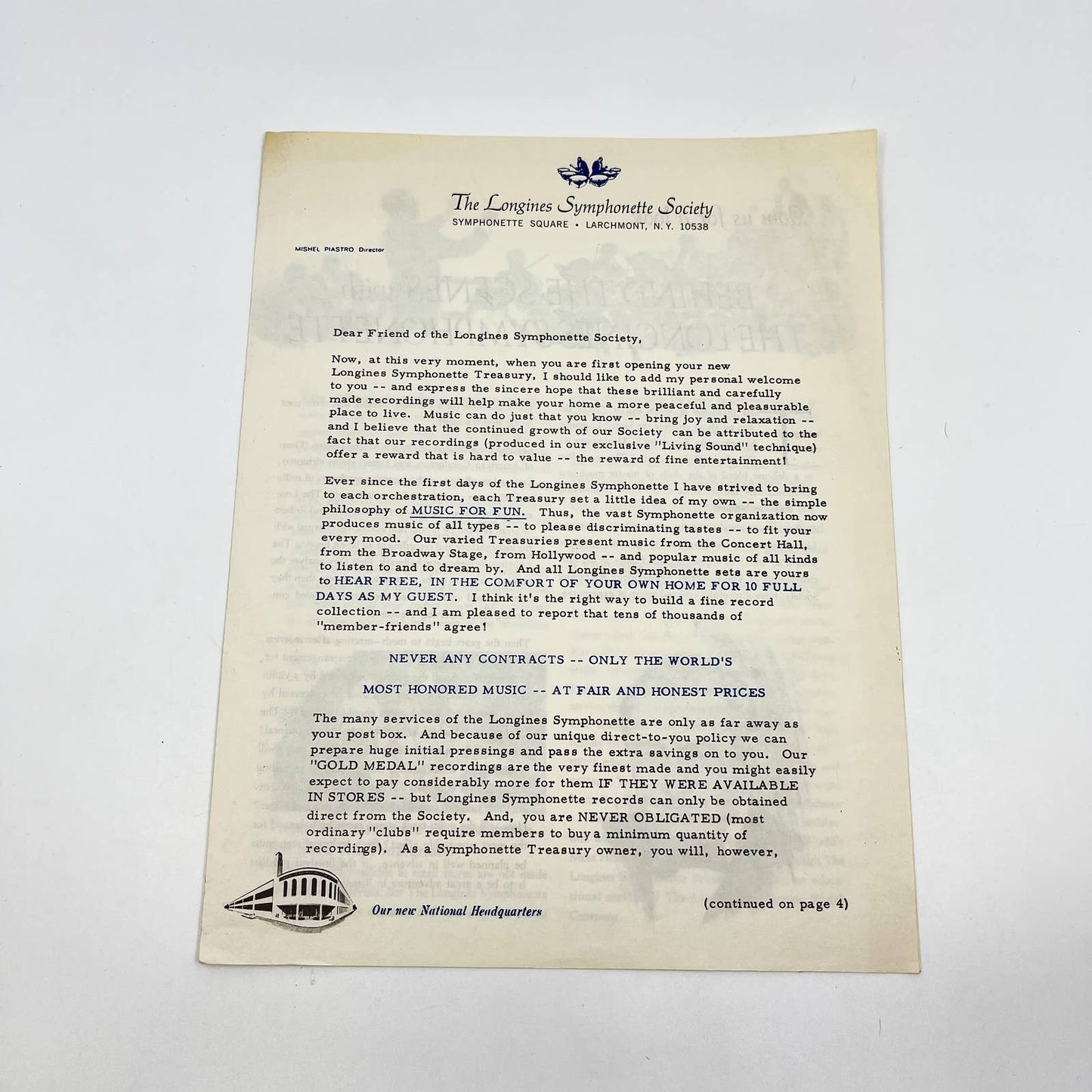 1960s The Longines Symphonette Society Leaflet and Record Set Order Form AB3