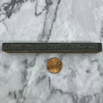 Vintage Printers Block Plate The Winters National Bank and Trust Co TJ54