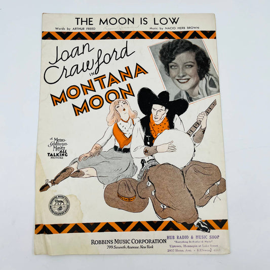 1930 Joan Crawford Montana Moon The Moon is Low Arthur Freed Sheet Music