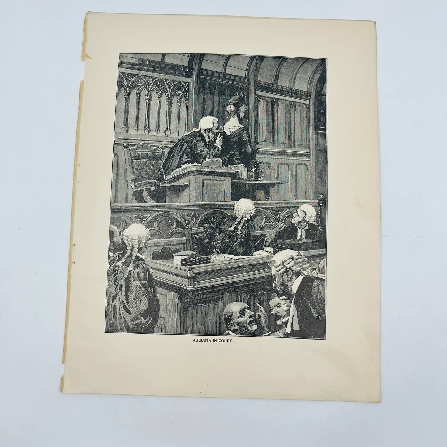 1880s Victorian Art Print Engraving Haggard Mr. Meeson’s Will AUGUSTA IN COURT