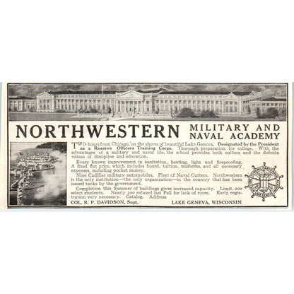c1920 Harper's Ad - Northwestern Military and Naval Academy Lake Geneva WI EA3