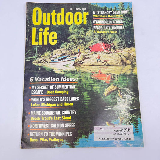 1965 June Outdoor Life Magazine Maine Brook Trout Vacation Ideas Squaretail TE8