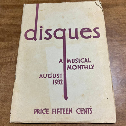 Disques A Musical Monthly August 1932 Victrola Record Magazine  A10