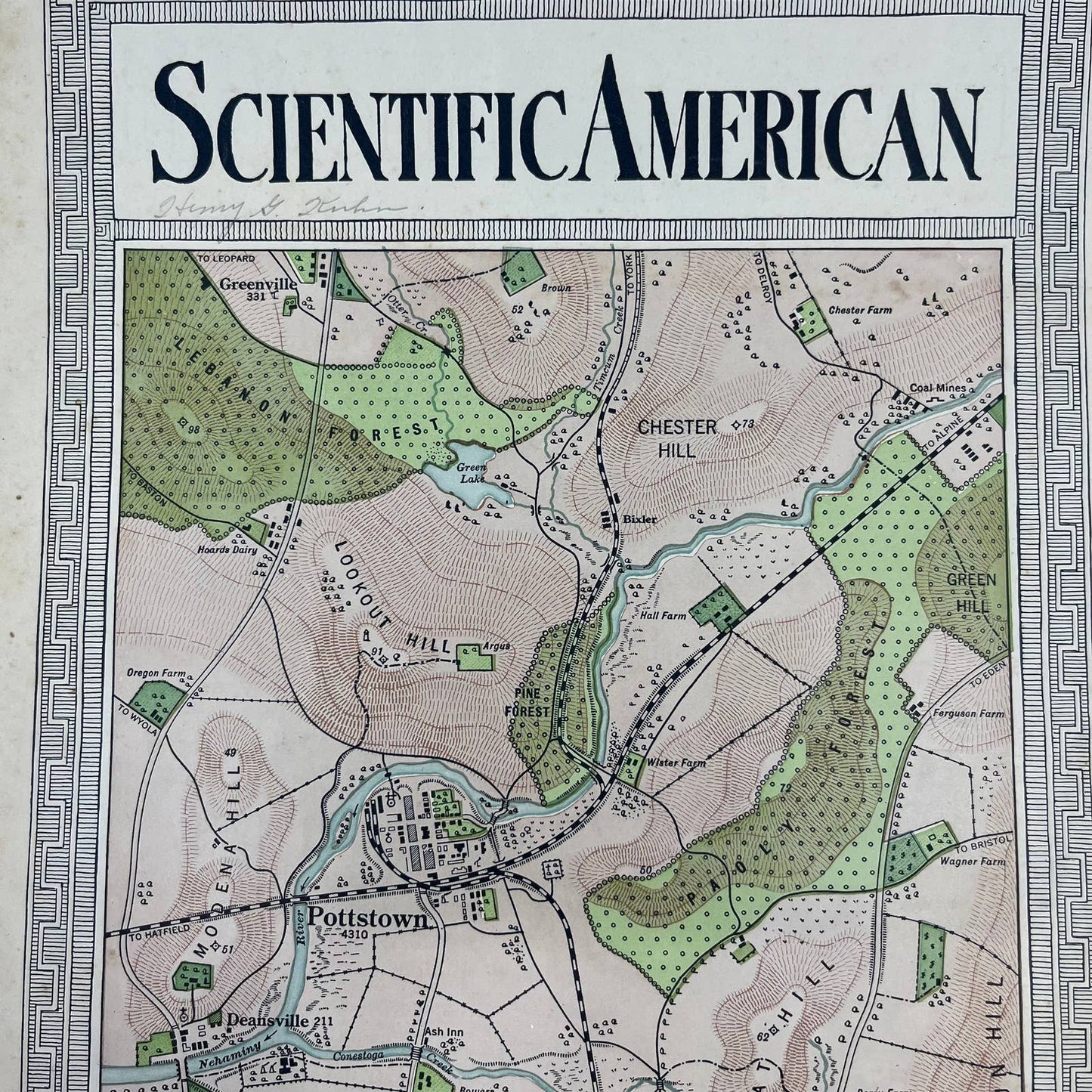 Scientific American Magazine March 1916 WWI War Game II Color Map TH6