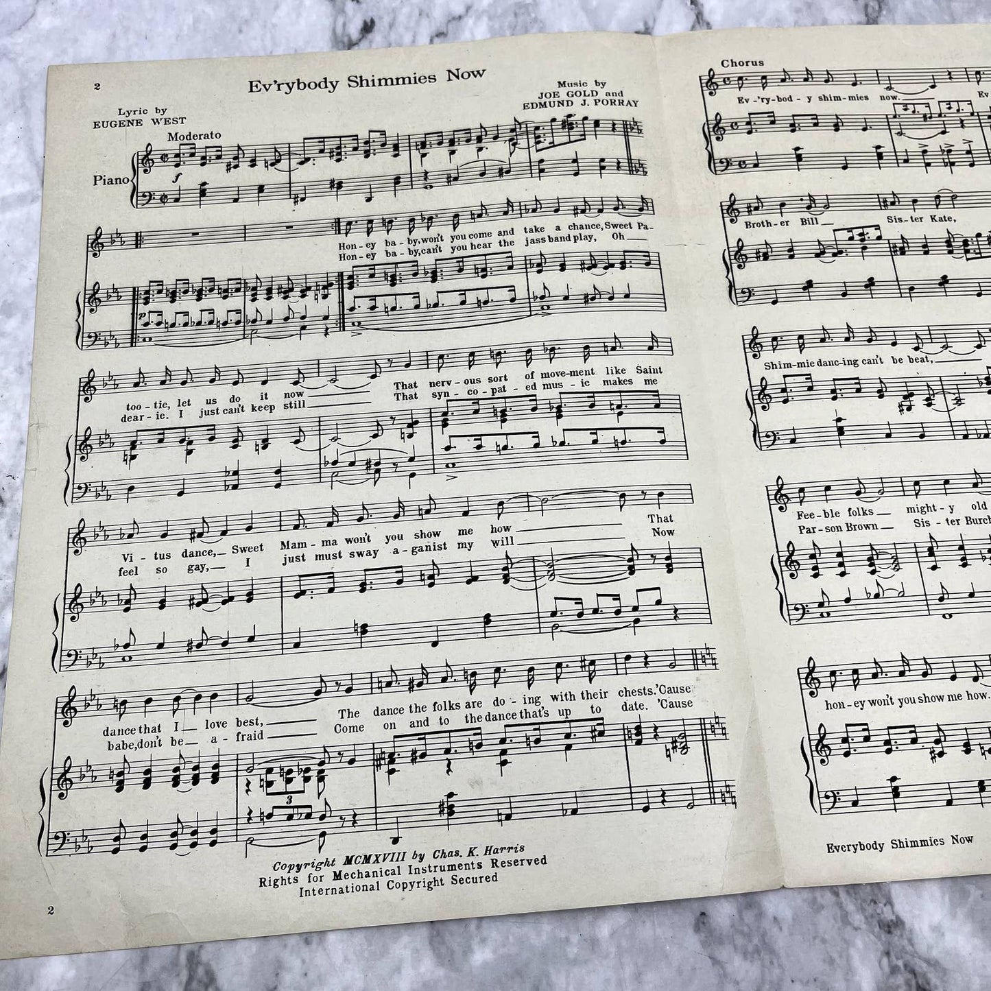 Ev'rybody Shimmies Now Sophie Tucker 1918 Sheet Music TK2-SM2