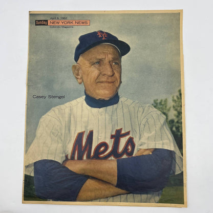 1962 CASEY STENGEL Sunday New York News Coloroto Magazine Cover Only FL4