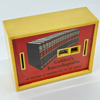 Vintage Coin Bank Collier’s Encyclopedia Calendar Bank No Key TE3