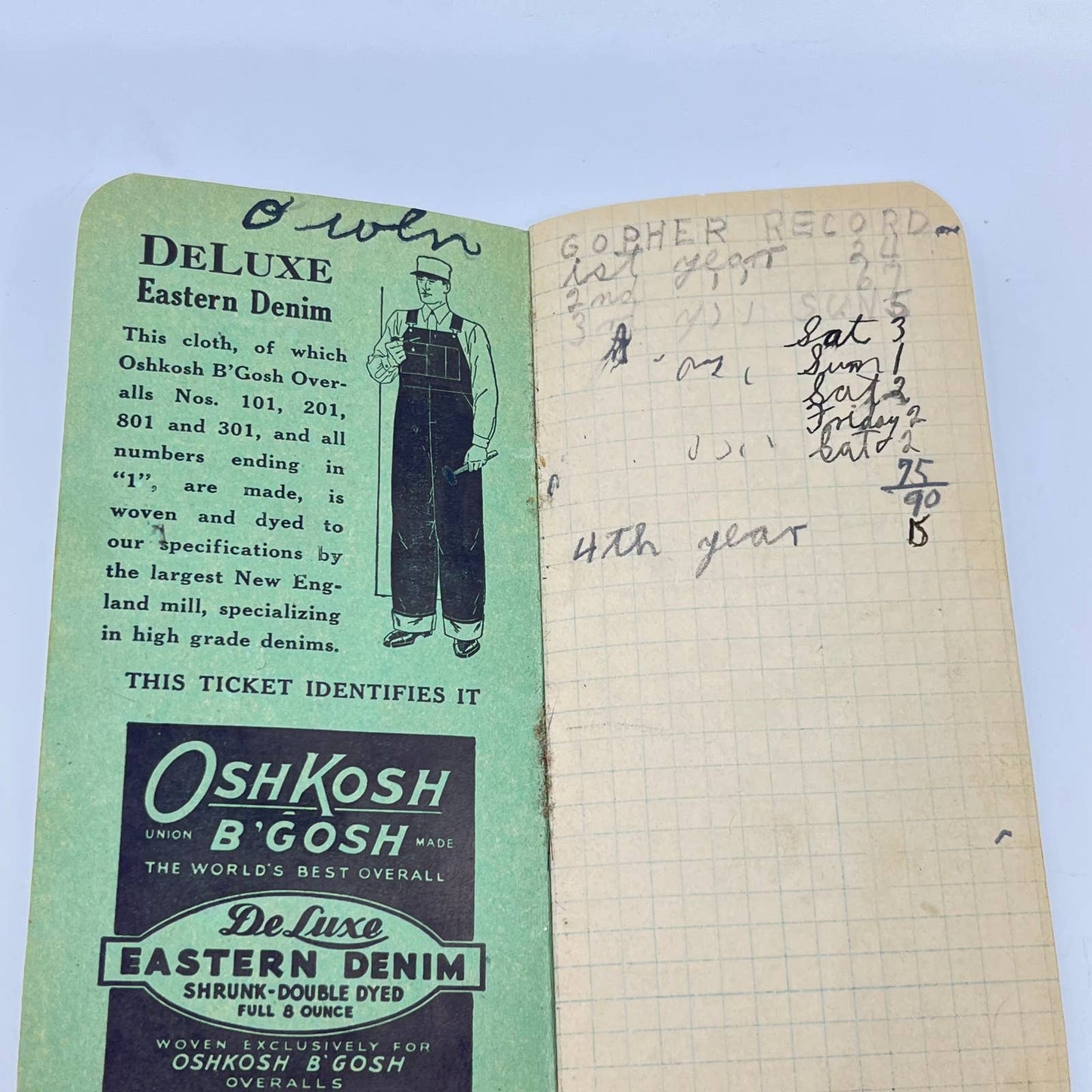 1930s OshKosh B’Gosh Overalls Pocket Book Freeman SD Owen Miles Koufman SC5