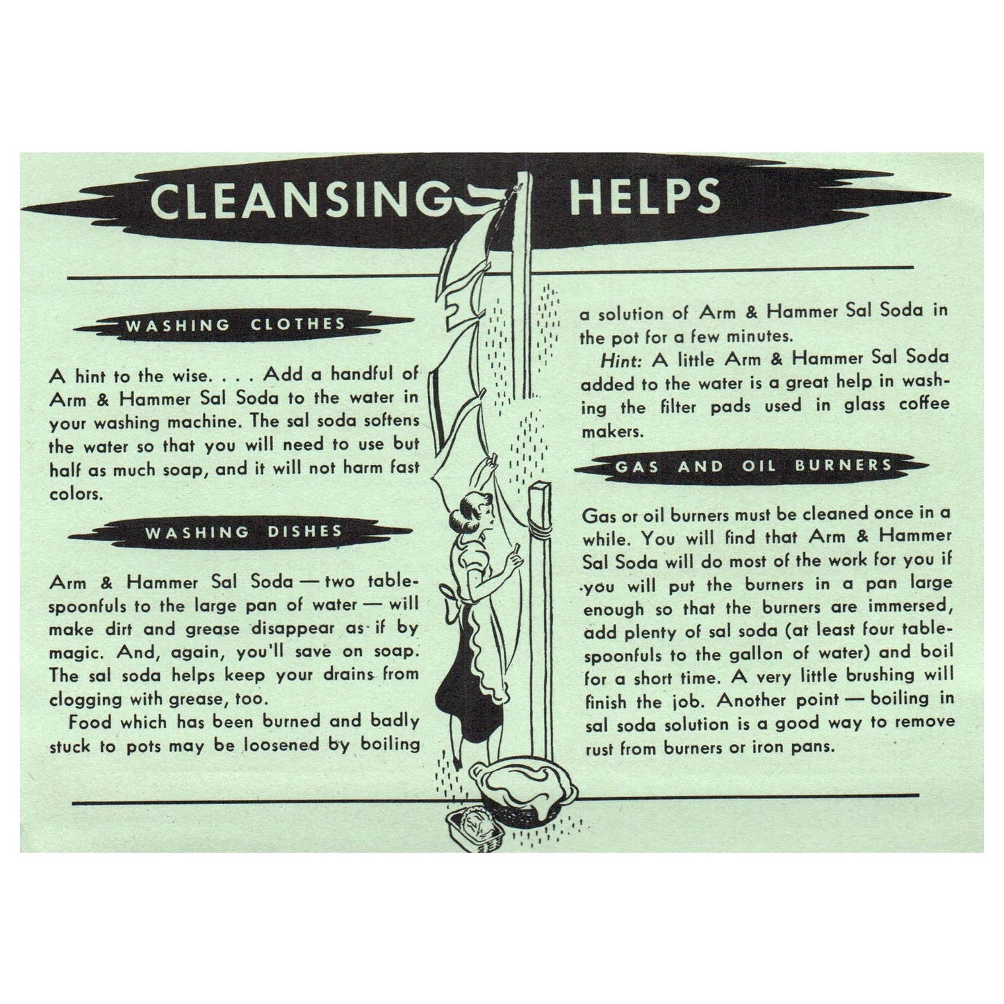 Vintage Arm and Hammer Sal Soda Washing Soda Advertising Card AC9