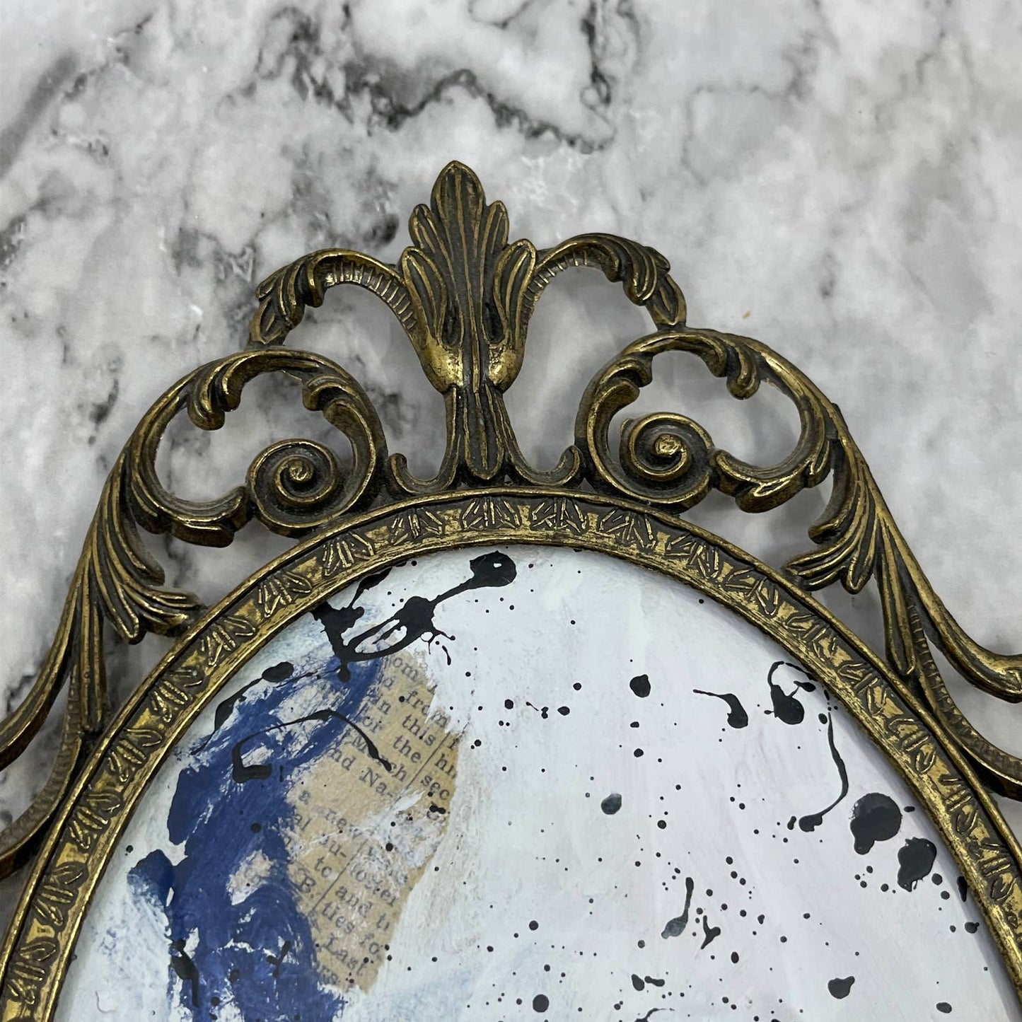 Original Framed Abstract Art Painting 7x10" in Victorian Brass Frame w/ COA TC7