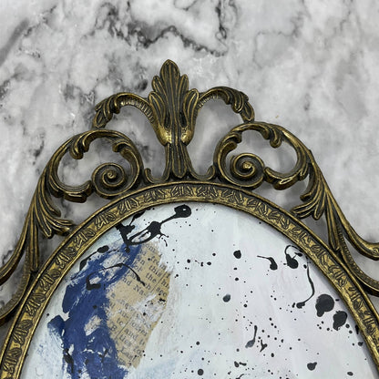 Original Framed Abstract Art Painting 7x10" in Victorian Brass Frame w/ COA TC7