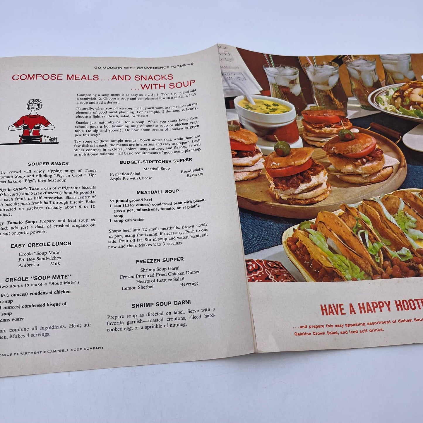 1950s Campbells Soup Modern Convenience Food Advertising Recipe Fold Out TH8