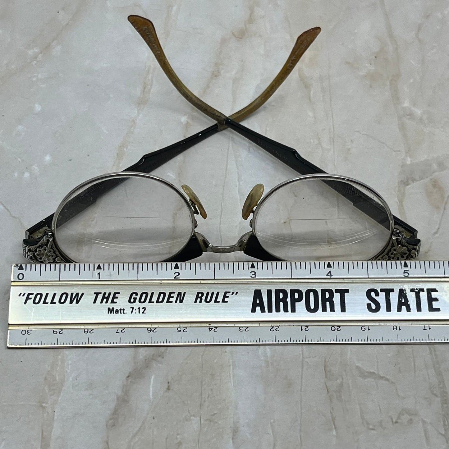 1950s Artcraft 4 1/2-5 3/4 Aluminum 12k GF Cat Eye Eyeglasses Frames TJ9G1-3