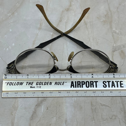 1950s Artcraft 4 1/2-5 3/4 Aluminum 12k GF Cat Eye Eyeglasses Frames TJ9G1-3