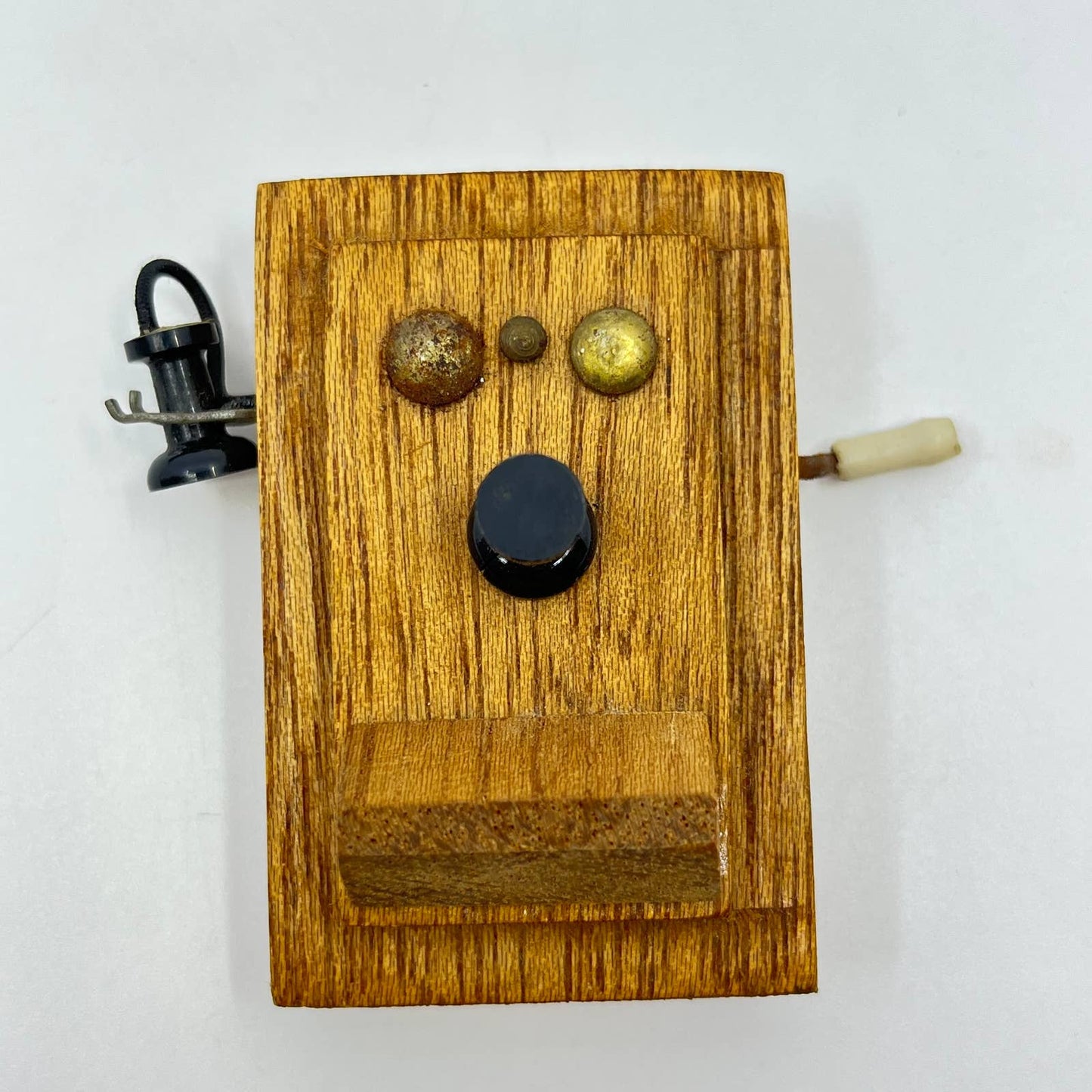 Vintage Handmade Oak Old Fashioned Telephone Magnet Doll House Furniture TF7-3