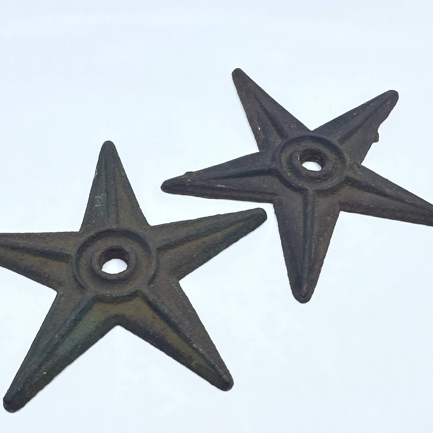 Primitive Cast Iron Star Farm Western Decor Rustic Large 8.5" Set of 2 TG5