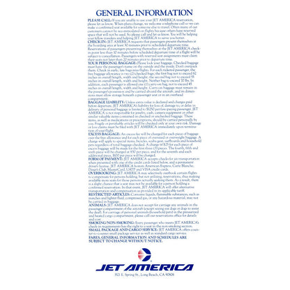 1986 Jet America Airline System Flight Schedule September 15 Timetable SE4