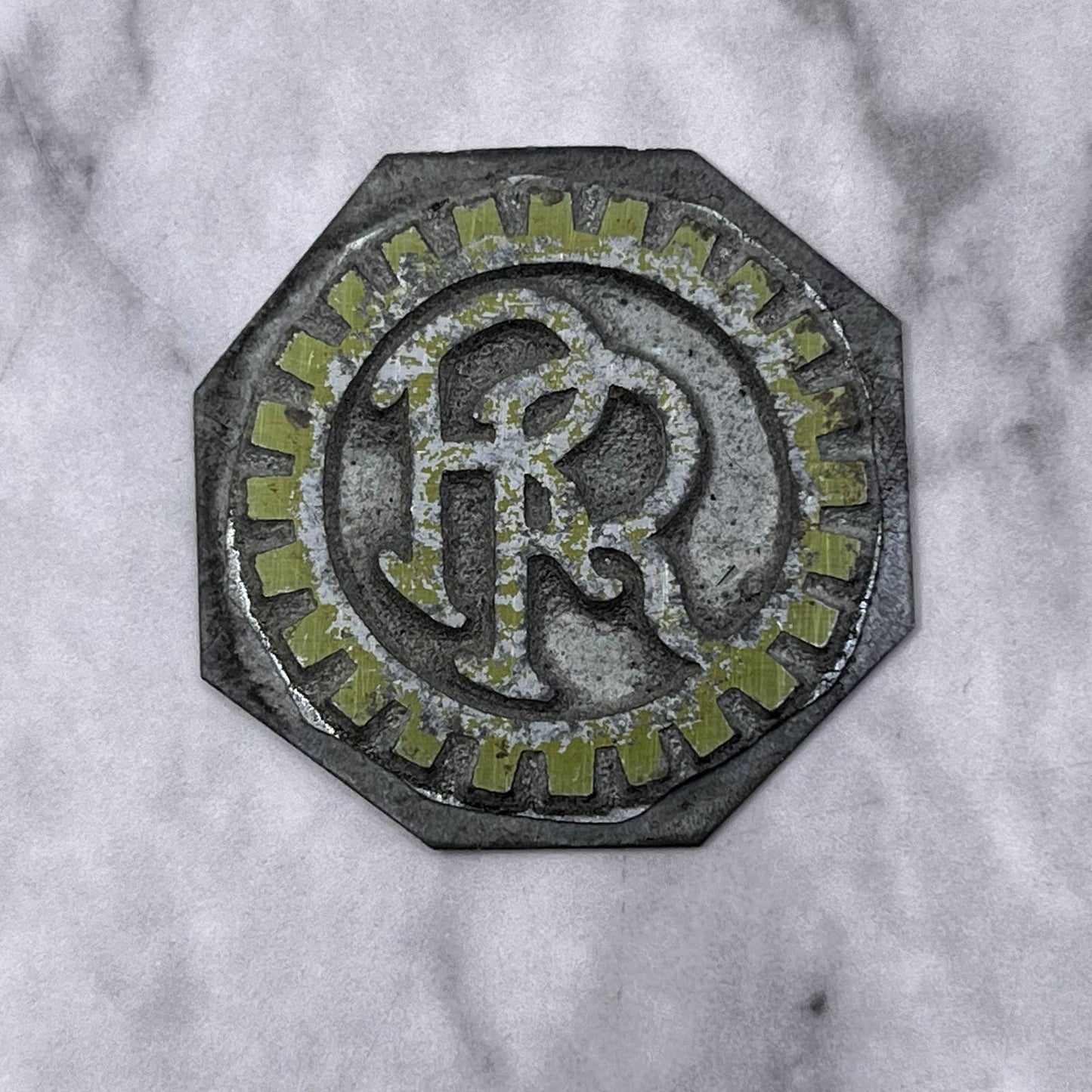 Vintage Printing Letterpress Printers Block Plate “RR” Monogram Logo SE825