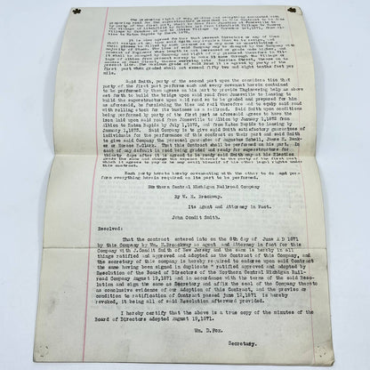 VTG Historical Document Purchase & Construction North Central Michigan RR AB2