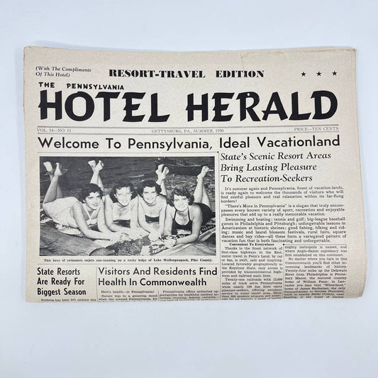 1950 Pennsylvania Hotel Herald Newsletter Gettysburg PA TE8