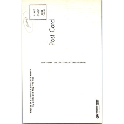 Replica of Victorian Bliss Doll House Loves & Ray Thomas Original Postcard PB8