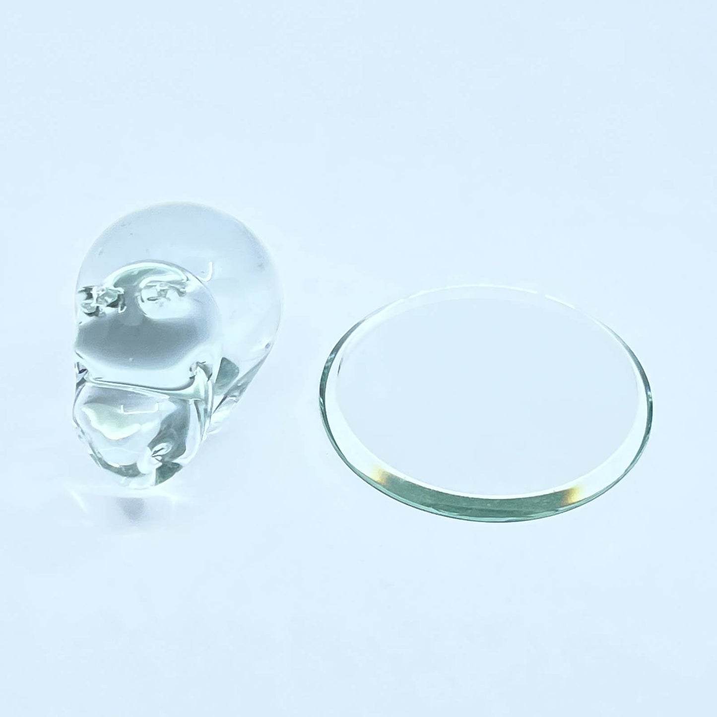 Miniature Art Glass Crystal Clear Hippo Figurine Handmade W Mirror Stand SD7