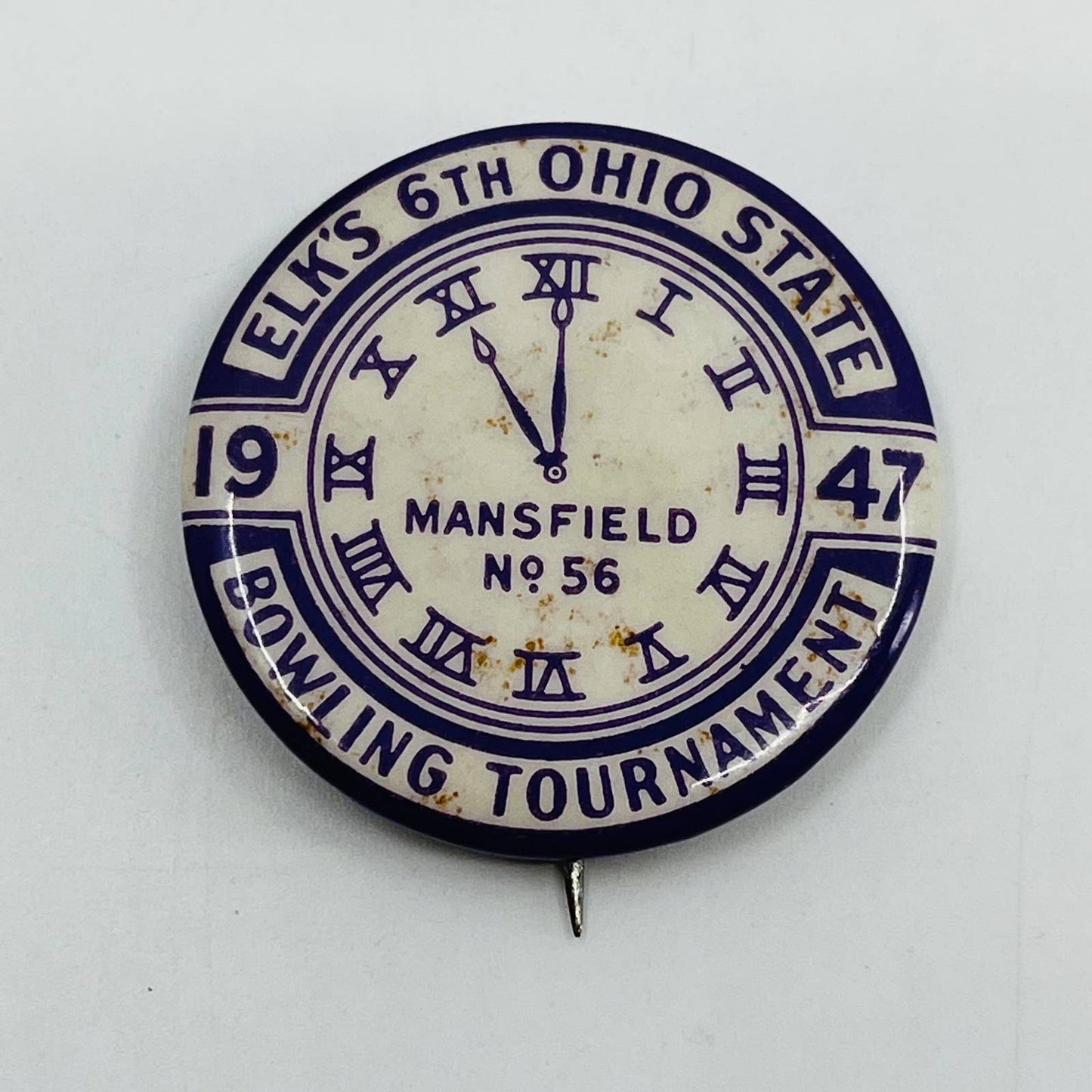 1947 Elk’s 6th Ohio State Mansfield No 56 Bowling Tournament Pinback Button SB7